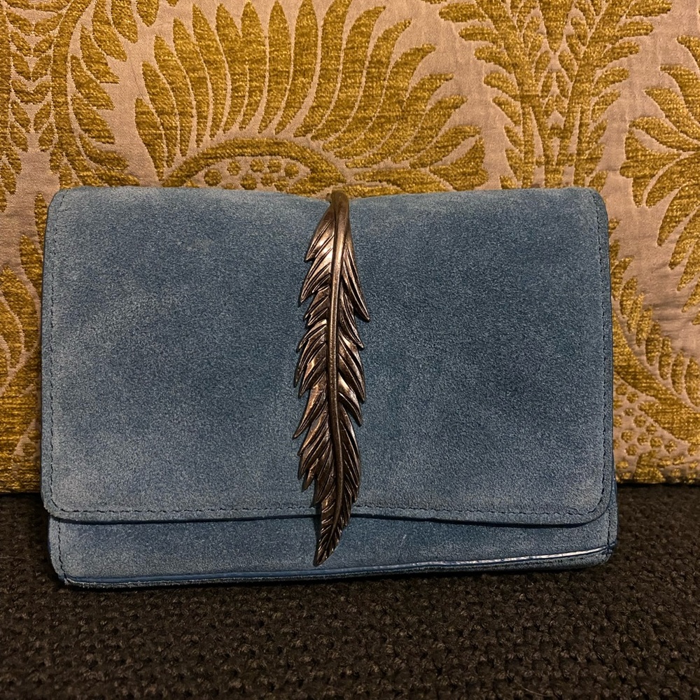 Zara blue sueded mini crossbody bag